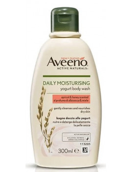 Aveeno daily moisturising yogurt body wash apricot and honey scented.